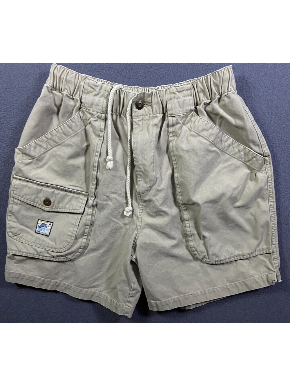 Vintage Tommy Bahama Key Largo Cargo Shorts Men Medium Sage Green Cotton Y2K EUC
